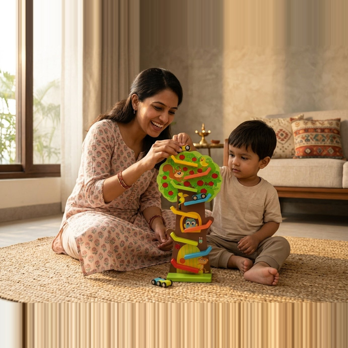 Wooden Ramp Tree Car Track | Ages 3+ | Cause & Effect Learning