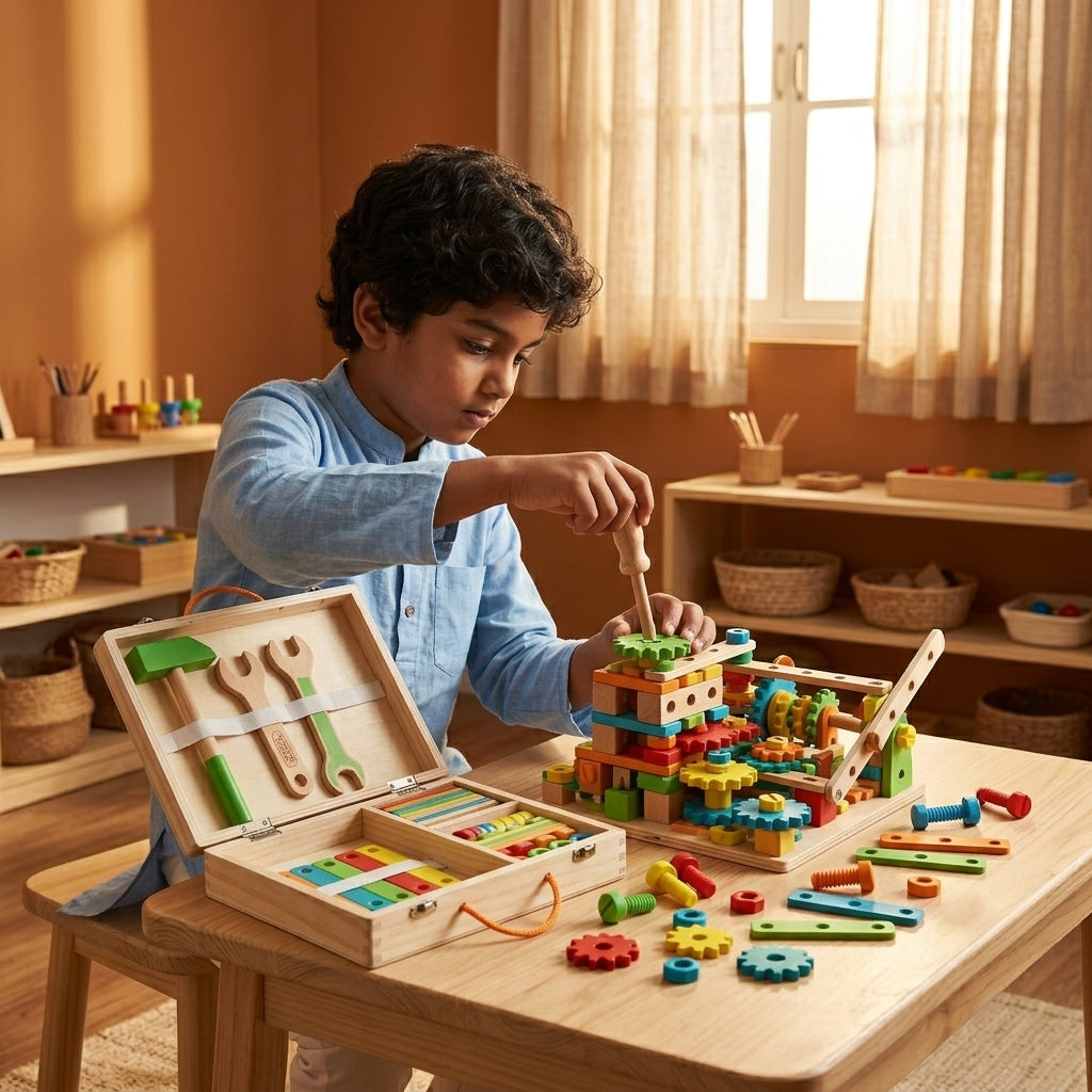 Wooden Simulation Tool Box | 34 Pieces | Ages 6-12