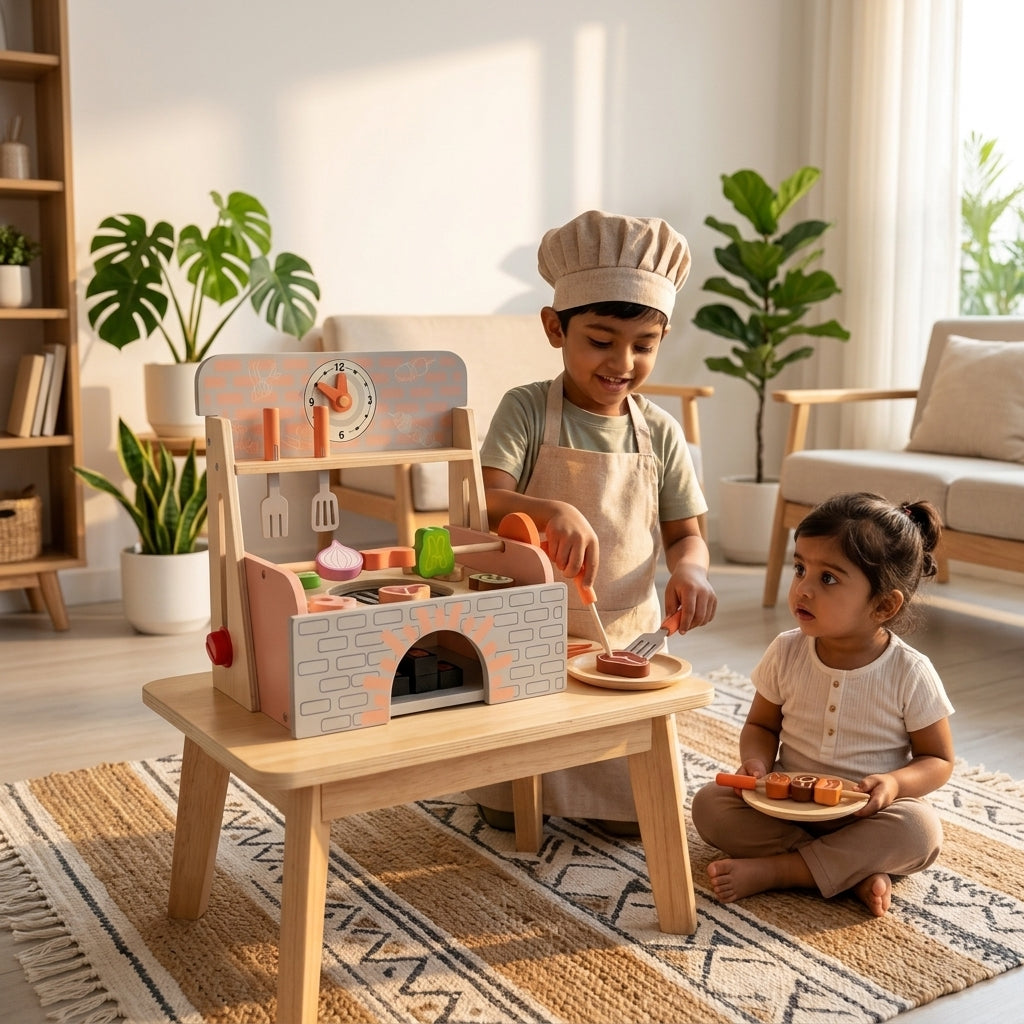 Wooden Barbecue Grill Playset | Ages 3-8 | Pretend & Play