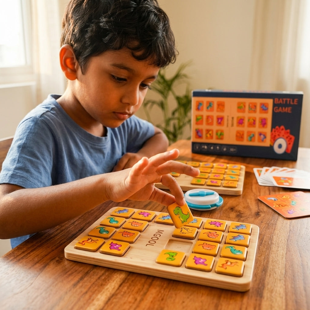 Wooden Battle Game | Ages 3–8 | Memory & Strategy Board Game