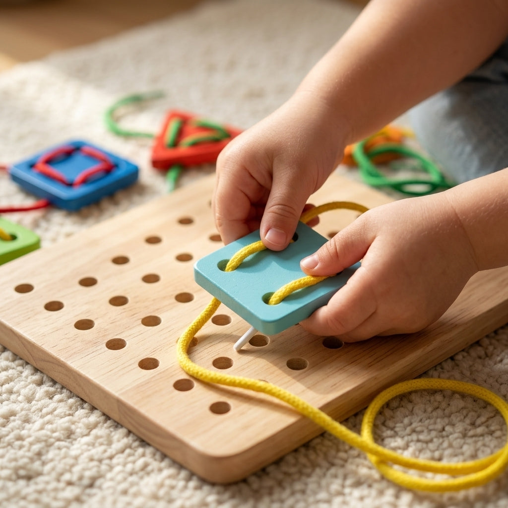Wooden Lacing Shape Board | Ages 3–6 | Fine Motor & Pre-Writing