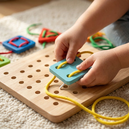 Wooden Lacing Shape Board | Ages 3–6 | Fine Motor & Pre-Writing