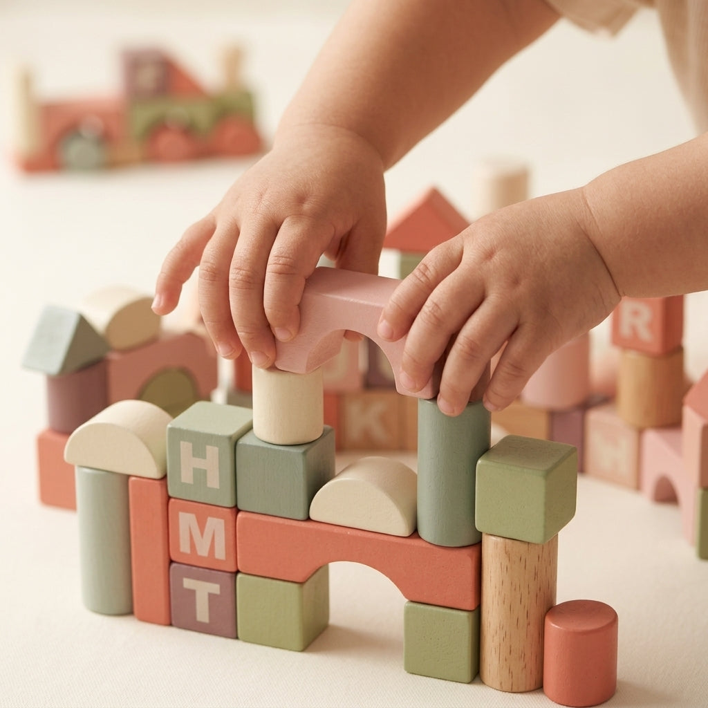 Multicolor Wooden Building Blocks | 94 Pieces | Ages 3-8