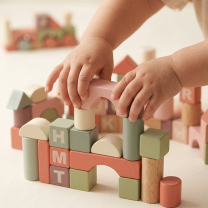 Multicolor Wooden Building Blocks | 94 Pieces | Ages 3-8