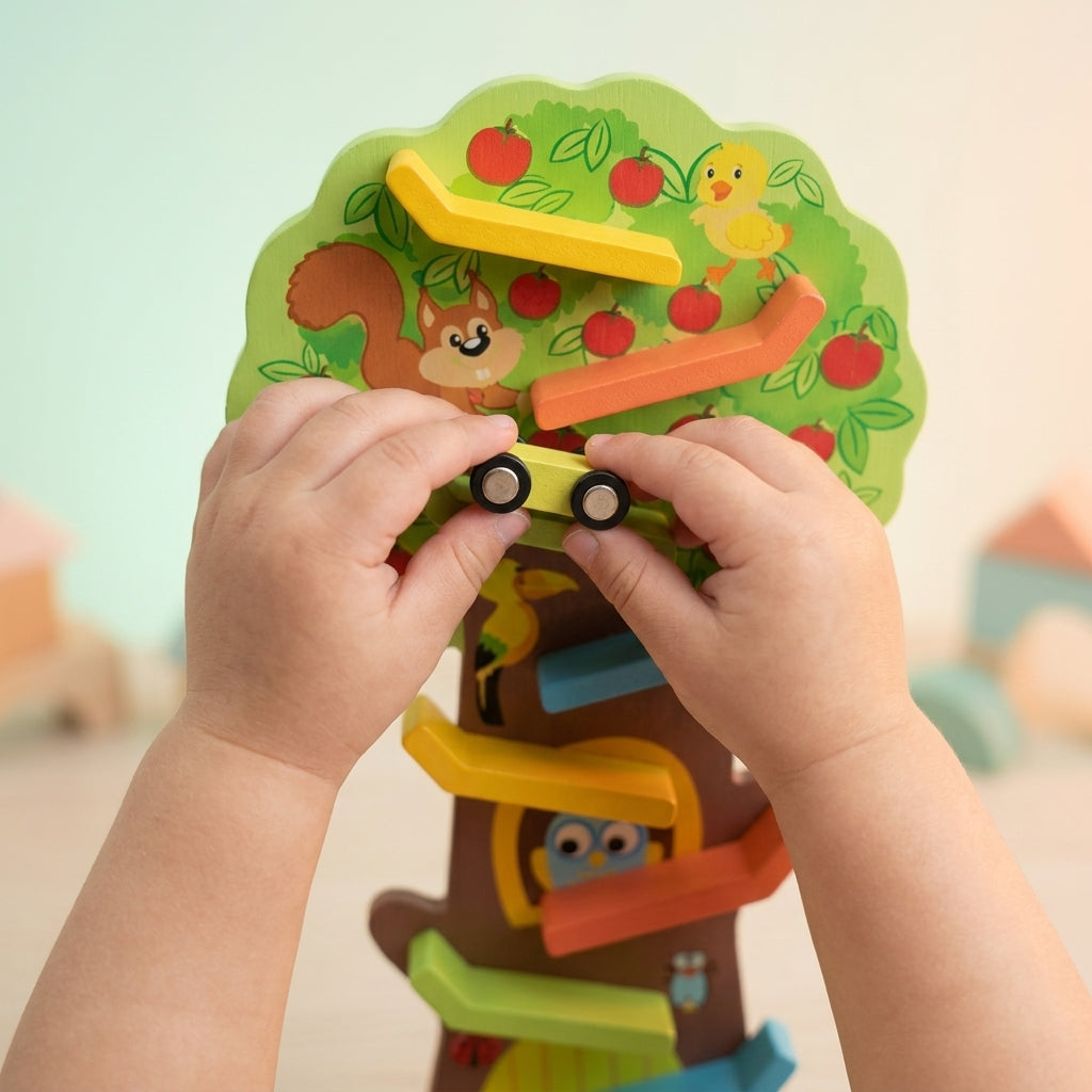 Wooden Ramp Tree Car Track | Ages 3+ | Cause & Effect Learning