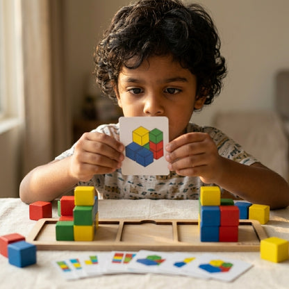 Wooden Block Pattern Race | Ages 5–9 | Two-Player Strategy Game