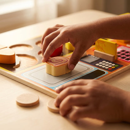 Wooden Fruit Store Cash Register Set | Ages 4-8 | Pretend & Play