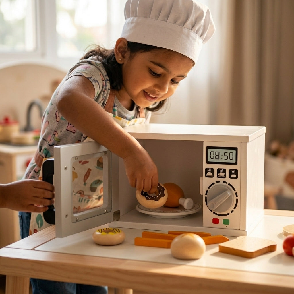 Wooden Microwave Oven Play Set | Ages 3–7 | Pretend & Play