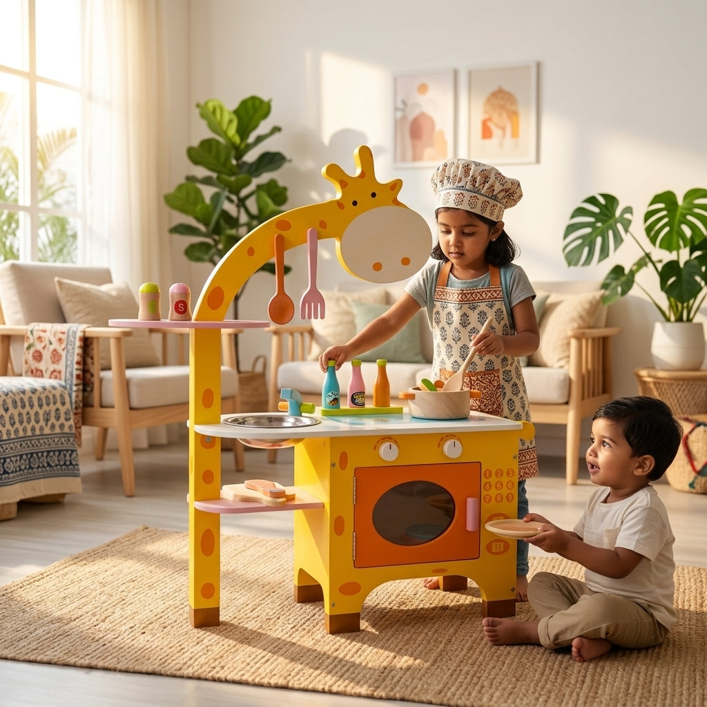 Wooden Giraffe Kitchen Playset | Ages 3-8 | Pretend & Play