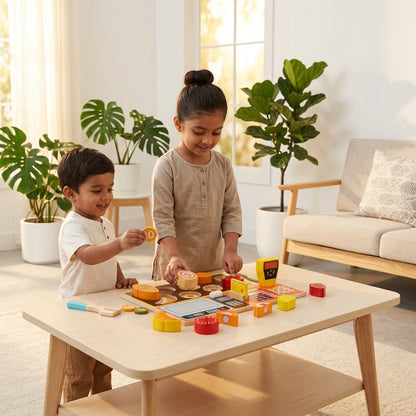 Wooden Fruit Store Cash Register Set | Ages 4-8 | Pretend & Play