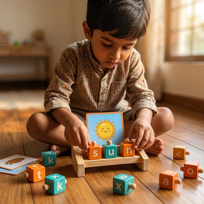 Wooden Word Memory Rack | Ages 3–8 | Phonics & Spelling Game