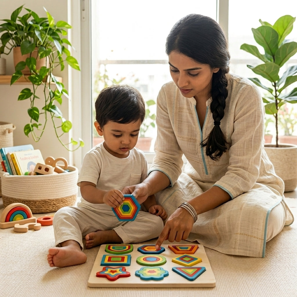 Wooden Intelligence Brain Teaser Puzzle Board | Ages 18m-4 | Series 1