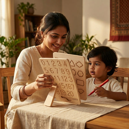 Wooden Numbers & Shapes Tracing Board | Ages 3–5 | Pre-Writing