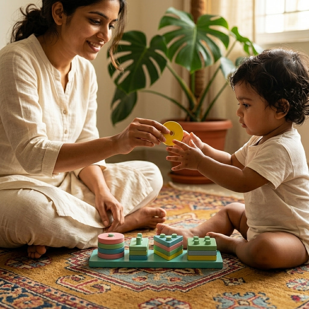 Wooden Geometric Shape Sorter | Ages 2–5 | Stacking & Sorting Toy