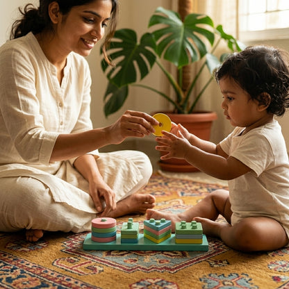 Wooden Geometric Shape Sorter | Ages 2–5 | Stacking & Sorting Toy