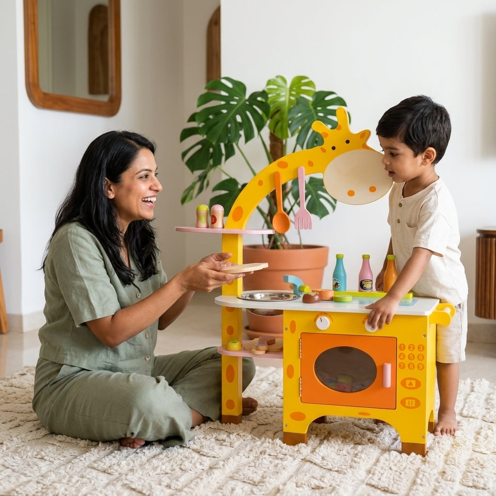 Wooden Giraffe Kitchen Playset | Ages 3-8 | Pretend & Play