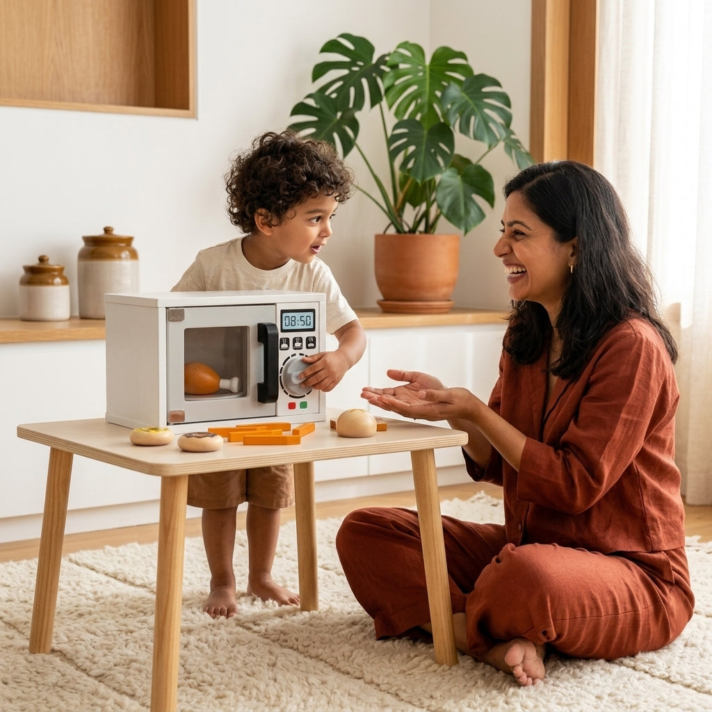 Wooden Microwave Oven Play Set | Ages 3–7 | Pretend & Play
