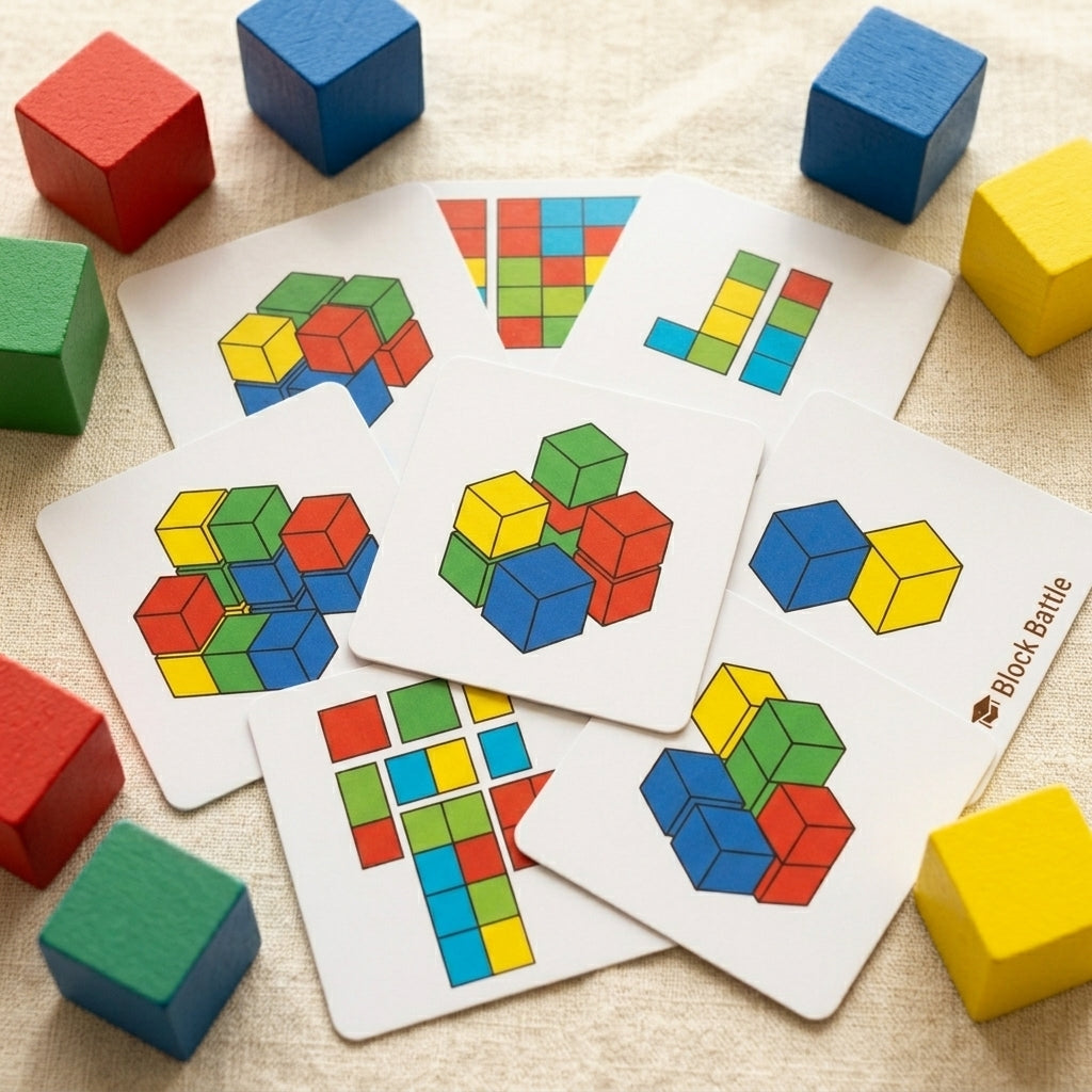 Wooden Block Pattern Race | Ages 5–9 | Two-Player Strategy Game