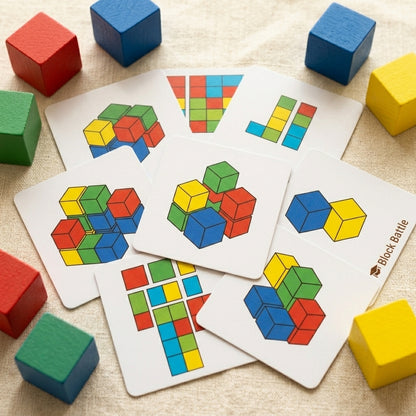 Wooden Block Pattern Race | Ages 5–9 | Two-Player Strategy Game