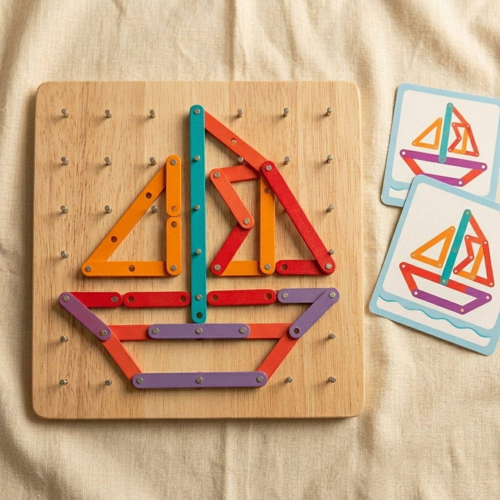 Wooden Nailboard Jigsaw Puzzle | Ages 6–8 | Shape & Pattern Building