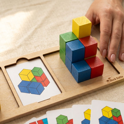 Wooden Block Pattern Race | Ages 5–9 | Two-Player Strategy Game