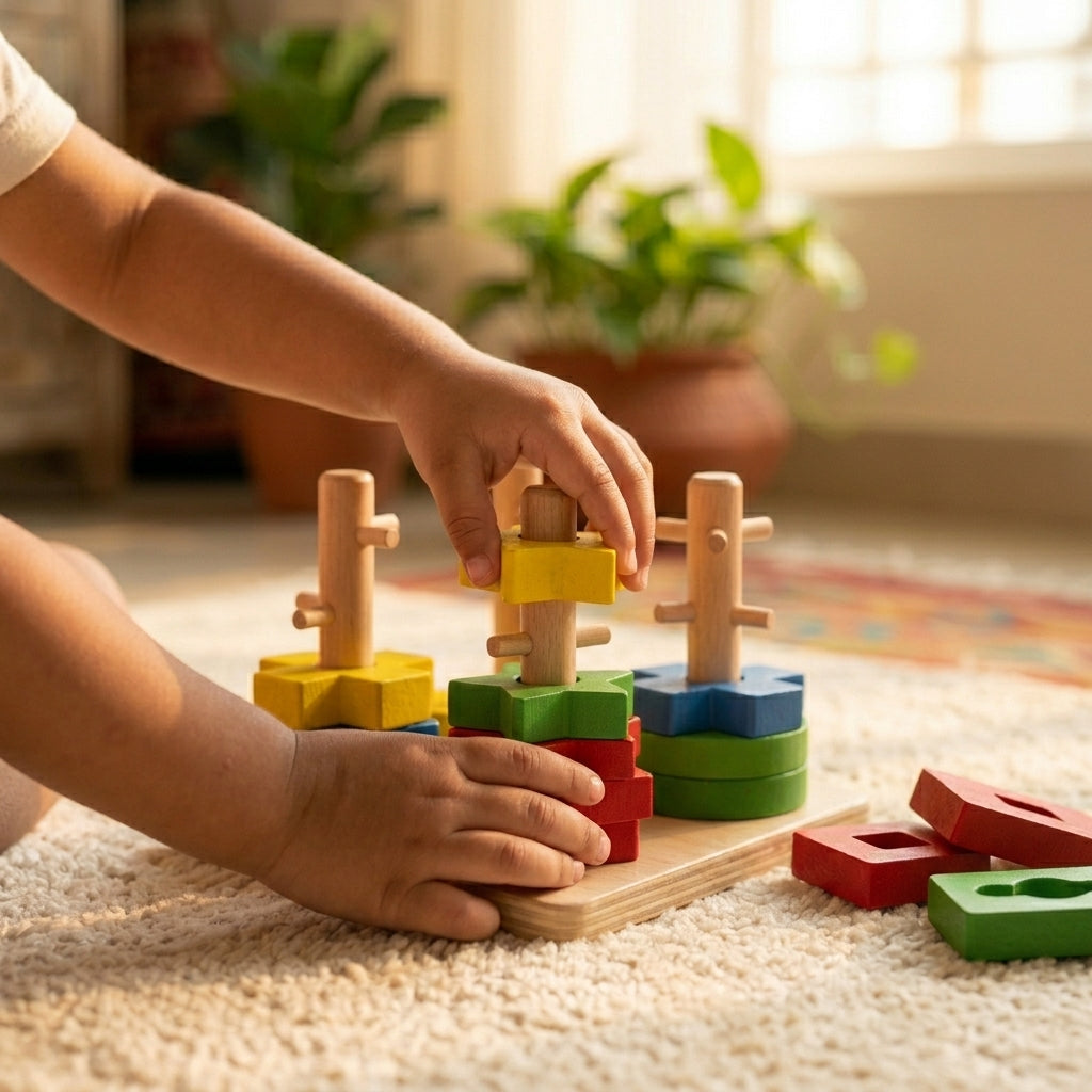 Wooden Geometric Four Column Shape Sorter | Ages 2–5 | Shape & Colour Sorting