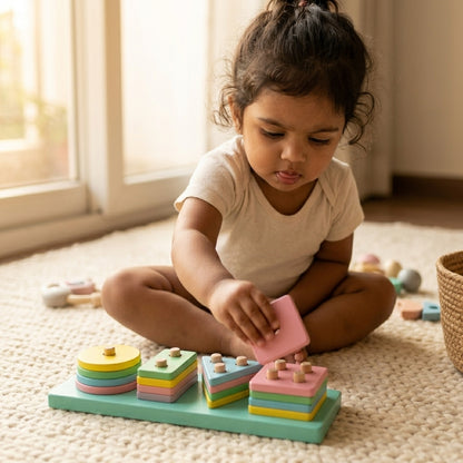 Wooden Geometric Shape Sorter | Ages 2–5 | Stacking & Sorting Toy