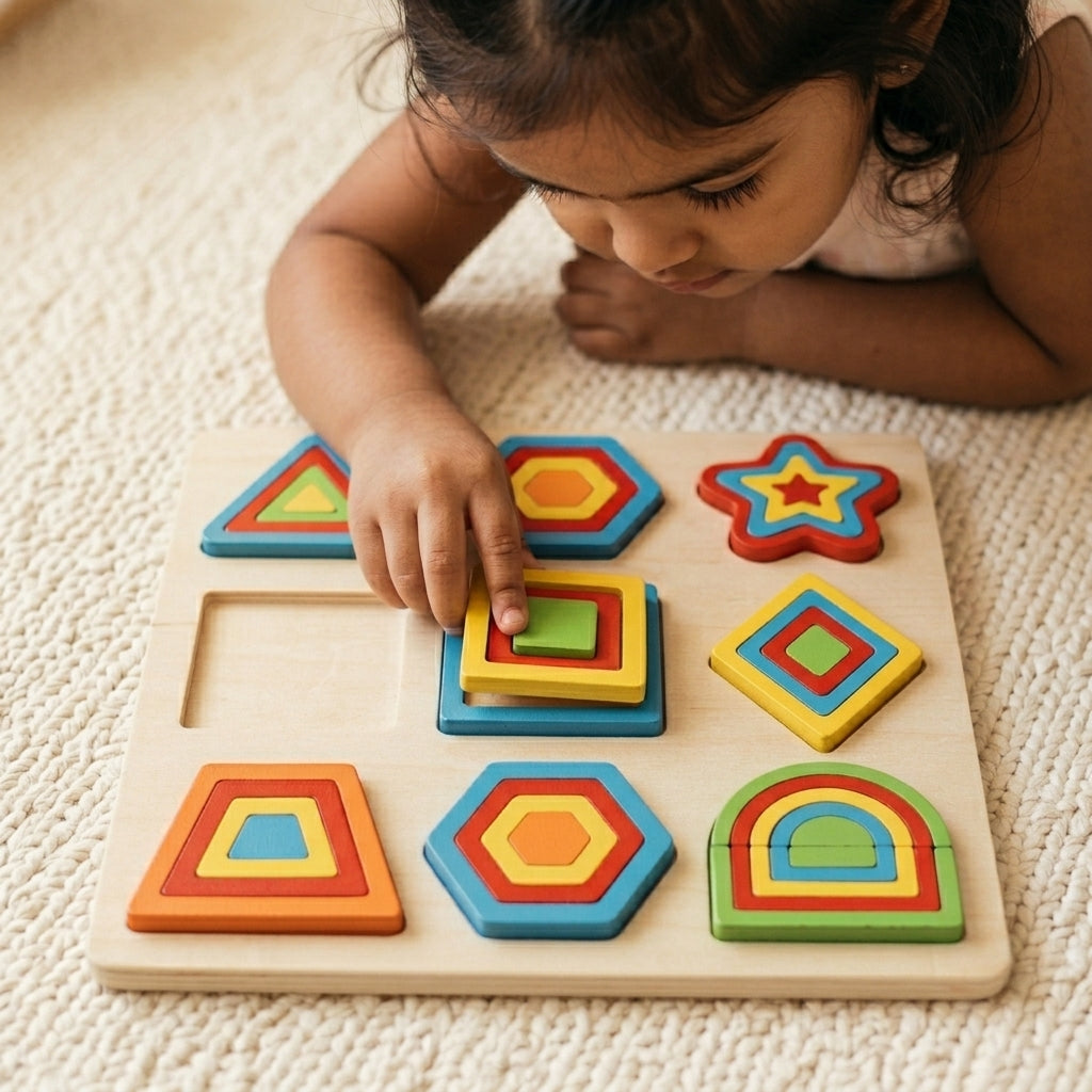 Wooden Intelligence Brain Teaser Puzzle Board | Ages 18m-4 | Series 1