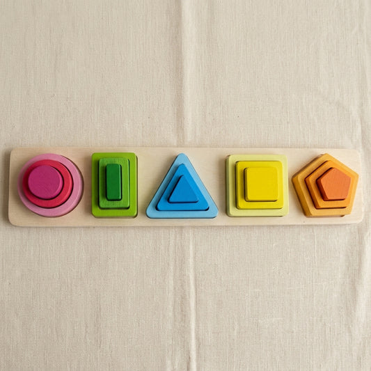 Wooden Geometric Shape Sorting Stacking Toy | Ages 2–5