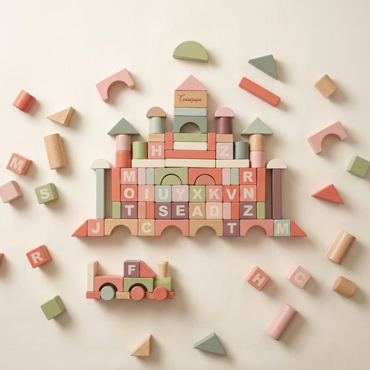 Multicolor Wooden Building Blocks | 94 Pieces | Ages 3-8
