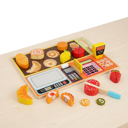 Wooden Fruit Store Cash Register Set | Ages 4-8 | Pretend & Play
