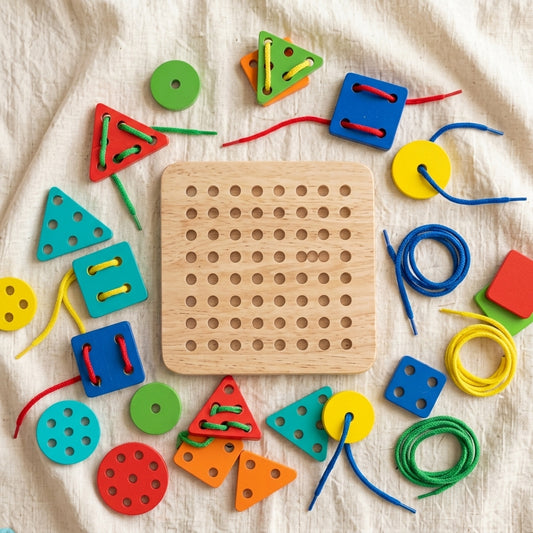 Wooden Lacing Shape Board | Ages 3–6 | Fine Motor & Pre-Writing