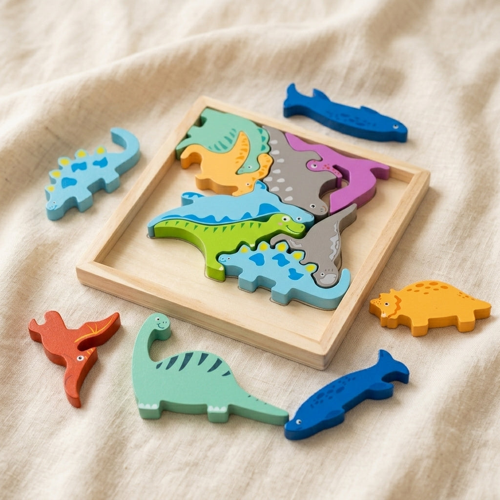 Wooden Stacking Tray — Dinosaurs | Ages 6m–2 | Series 1