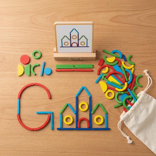 Wooden Sticks and Rings Set | 120 Pieces | Ages 3-5