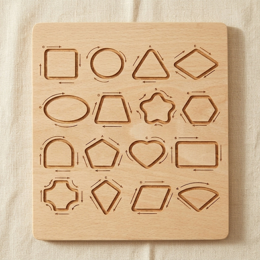 Wooden Numbers & Shapes Tracing Board | Ages 3–5 | Pre-Writing