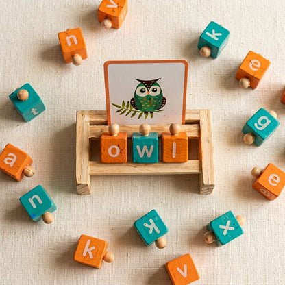 Wooden Word Memory Rack | Ages 3–8 | Phonics & Spelling Game