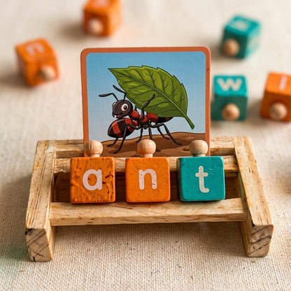 Wooden Word Memory Rack | Ages 3–8 | Phonics & Spelling Game